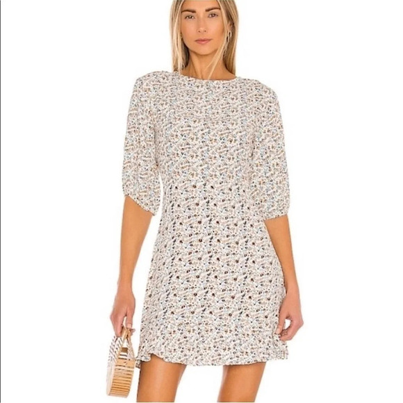 Faithfull The Brand Sidonie Floral Aurelia Cream Floral Mini Dress Size 4 - Picture 12 of 12